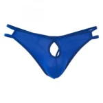 BS Men's Cotton Spandex Brief Thong Front Open Hole Notch Underwear (Blue)
