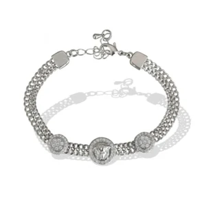 SW Stainless Steel Unisex Silver Freesize Loose Bracelet (Silver Plated)