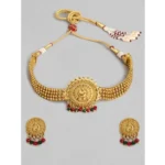 BS Women's Rose Gold Plated Alloy Necklace & Earings Set (Gold)