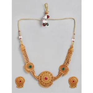 BS Women's Rose Gold Plated Alloy Necklace & Earings Set (Multicolor)