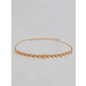 BS Women's Rose Gold Plated Alloy Hip Belt Kamarband (Red & Green)