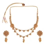 BS Women's Rose Gold Plated Alloy Necklace & Earings Set (White)