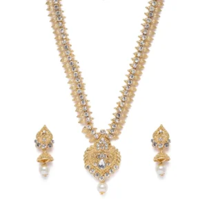 BS Women's Rose Gold Plated Alloy Necklace & Earings Set (White)