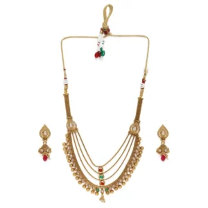 BS  Women's Rose Gold Plated Alloy Necklace & Earings Set (Multicolor)