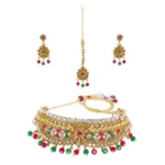 BS Women's Rose Gold Plated Alloy Necklace & Earings Set (Multicolor)