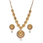 BS Women's Rose Gold Plated Alloy Necklace & Earings Set (Gold)