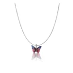 BS Women's Stainless Steel Colorful Butterfly Pendent Dailywear chain (Silver Plated)