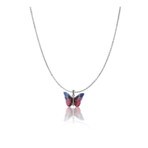 BS Women's Stainless Steel Colorful Butterfly Pendent Dailywear chain (Silver Plated)