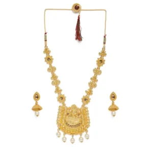 BS Women's Rose Gold Plated Alloy Necklace & Earings Set (Gold)