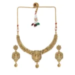 BS Women's Rose Gold Plated Alloy Necklace & Earings Set (Gold)