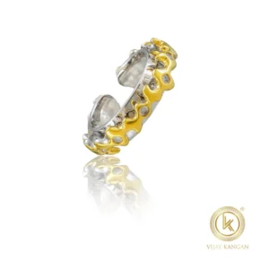 BS Stainless Steel Double Tone High-Quality Freesize Ring (Silver Plated)