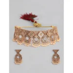 BS Women's Rose Gold Plated Alloy Necklace & Earings Set (Gold)