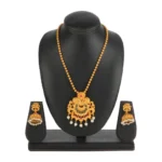 BS Women's Rose Gold Plated Alloy Necklace & Earings Set (Gold)