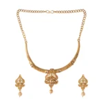 BS Women's Rose Gold Plated Alloy Necklace & Earings Set (Gold & White)