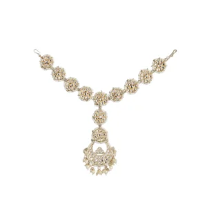 BS Women's Rose Gold Plated Alloy Matha Patti (White)