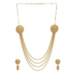 BS  Women's Rose Gold Plated Alloy Long Haram Jewellery Set (Gold)