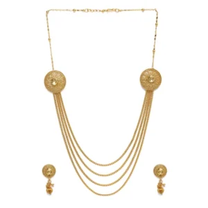 BS  Women's Rose Gold Plated Alloy Long Haram Jewellery Set (Gold)