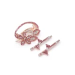 BS Women's Rose Gold Plated Alloy Hair Pin Set (Pink)