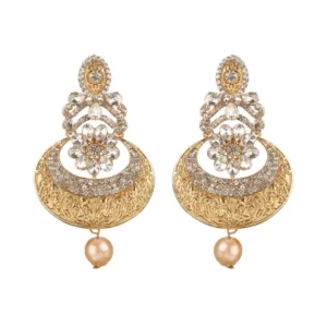 BS Women's Rose Gold Plated Alloy Earrings (White)