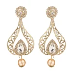 BS  Women's Rose Gold Plated Alloy Earrings (White)