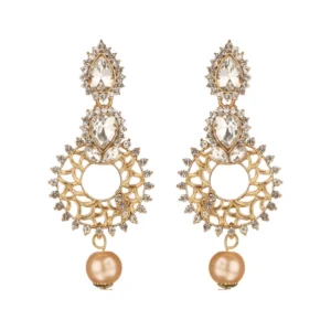BS Women's Rose Gold Plated Alloy Earrings (White)