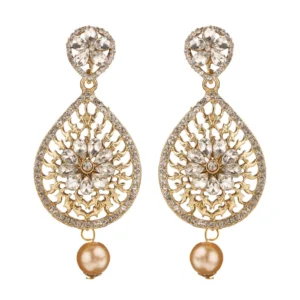 BS Women's Rose Gold Plated Alloy Earrings (White)