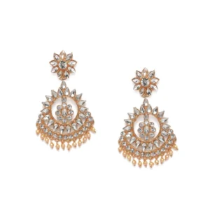 BS Women's Rose Gold Plated Alloy Earrings (White)