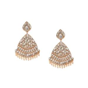 BS  Women's Rose Gold Plated Alloy Earrings (White)