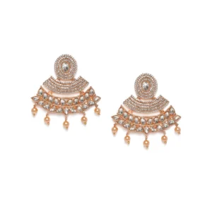 BS Women's Rose Gold Plated Alloy Earrings (White)