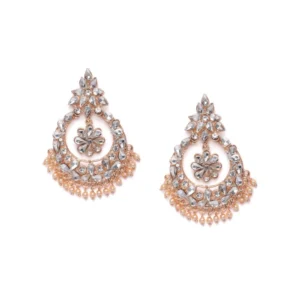 BS Women's Rose Gold Plated Alloy Earrings (White)