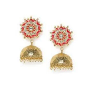 BS Women's Rose Gold Plated Alloy Earrings (Red)