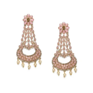 BS  Women's Rose Gold Plated Alloy Earrings (Pink)
