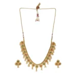 BS Women's Rose Gold Plated Alloy Necklace & Earings Set (Green & Red)