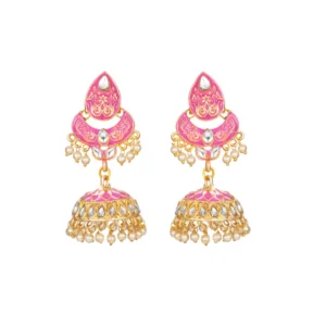 BS Women's Rose Gold Plated Alloy Earrings (Pink)