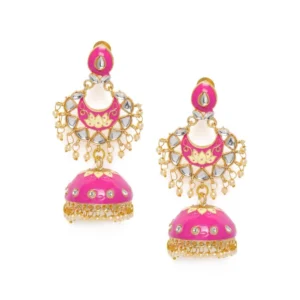 BS  Women's Rose Gold Plated Alloy Earrings (Pink)