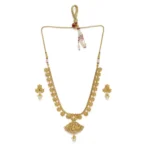 BS Women's Rose Gold Plated Alloy Necklace & Earings Set (Gold)