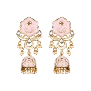 BS Women's Rose Gold Plated Alloy Earrings (Pink)