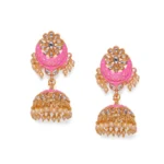 Women's Rose Gold Plated Alloy Earrings (Pink)