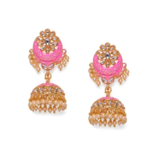 Women's Rose Gold Plated Alloy Earrings (Pink)