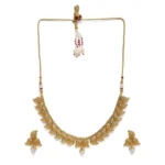 BS Women's Rose Gold Plated Alloy Necklace & Earings Set (Gold)