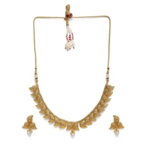 BS Women's Rose Gold Plated Alloy Necklace & Earings Set (Gold)