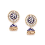BS Women's Rose Gold Plated Alloy Earrings (Blue)