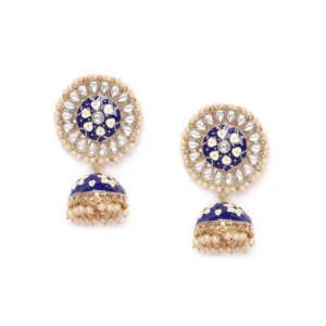 BS Women's Rose Gold Plated Alloy Earrings (Blue)