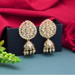 BS Women's White Color Kundan Earrings