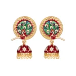 BS  Women's Rose Gold Plated Alloy Earrings (Maroon)