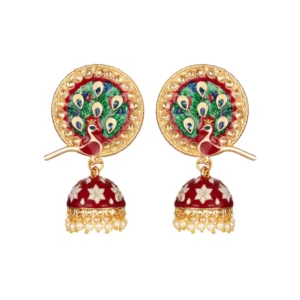 BS  Women's Rose Gold Plated Alloy Earrings (Maroon)