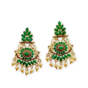 BS  Women's Rose Gold Plated Alloy Earrings (Green)
