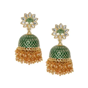 BS Women's Rose Gold Plated Alloy Earrings (Green)