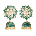 BS  Women's Rose Gold Plated Alloy Earrings (Green)