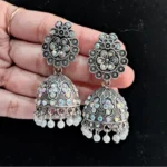 BS Women's Silver Color Oxidised Earrings